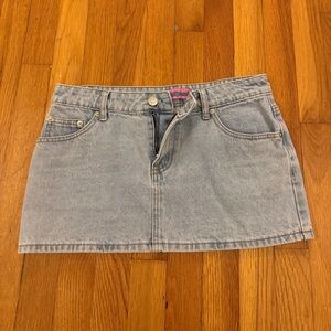 Edikted Light Blue Denim Mini Skirt